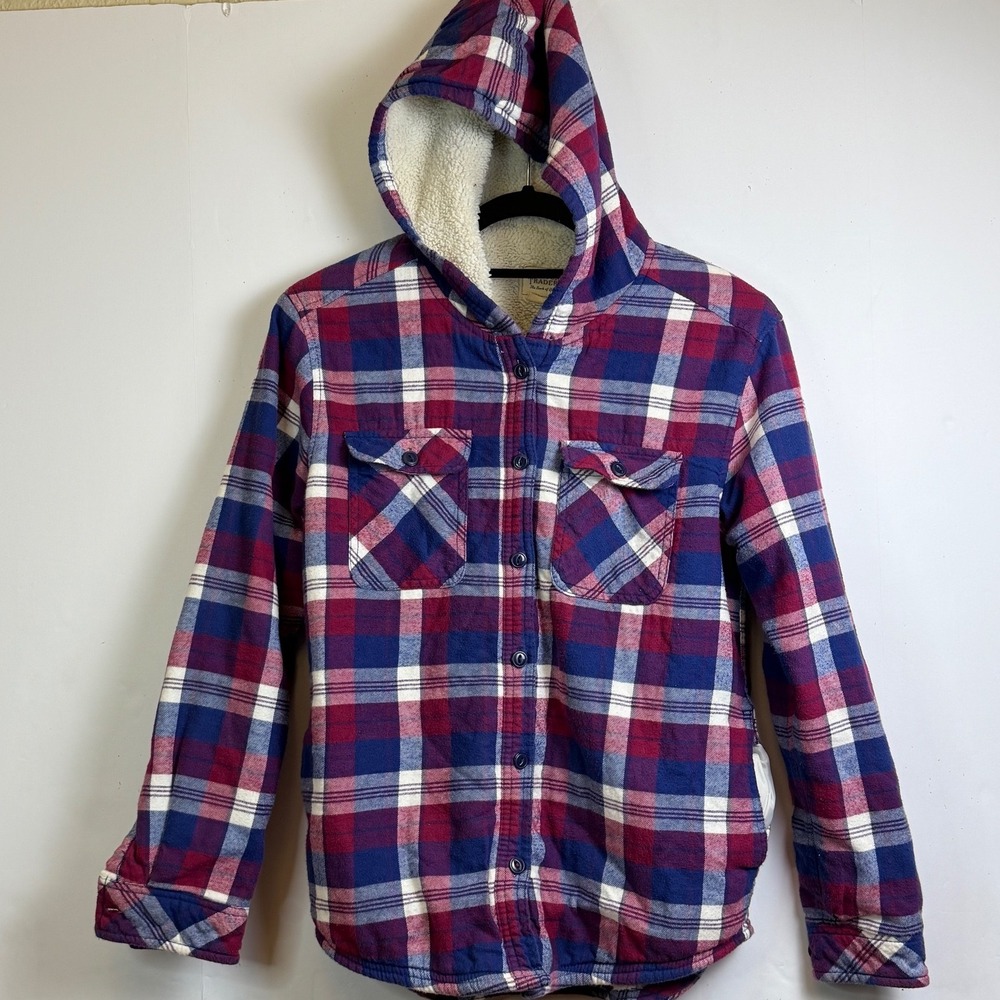Boston Traders Women's Sherpa-Lined‎ Plaid Hooded Shacket - Size Small